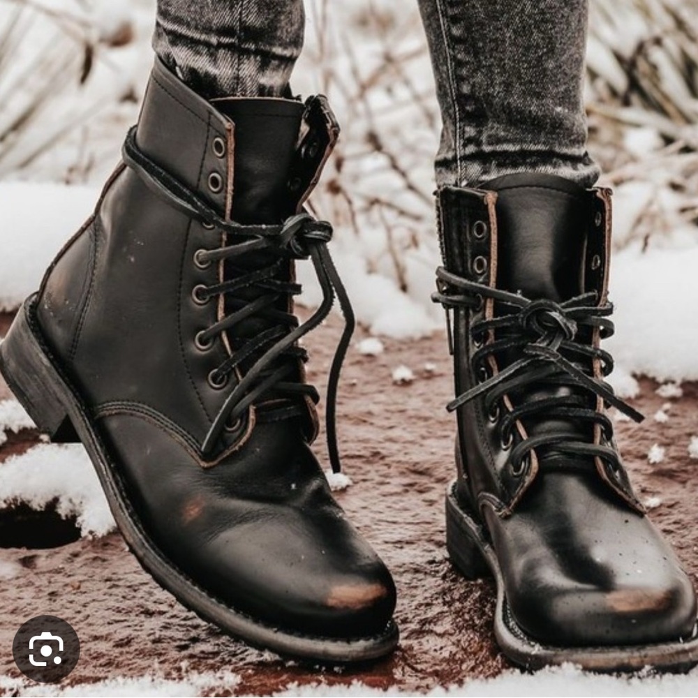 Freebird Manchester Lace Up Combat Boots Black Size 7